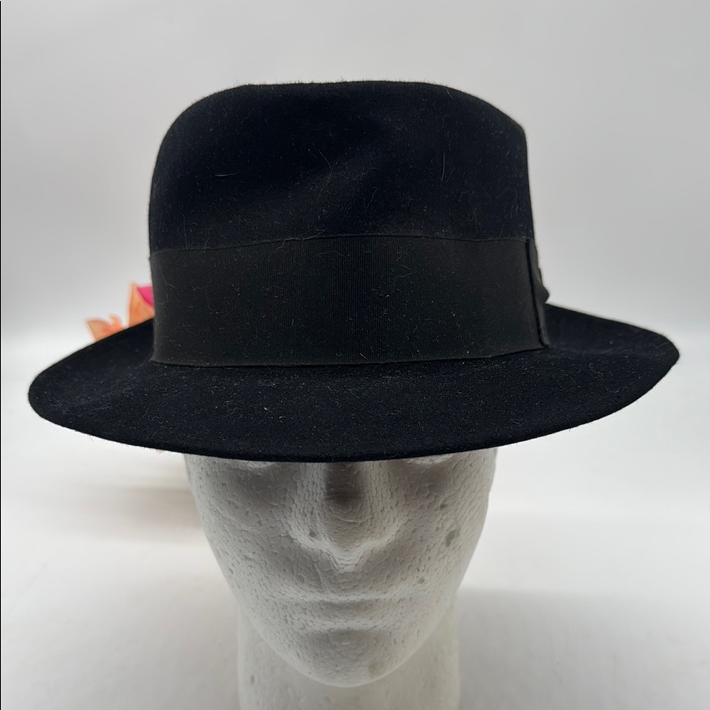 Keith Brand Vintage Black Fedora Hat Size 7 1/2